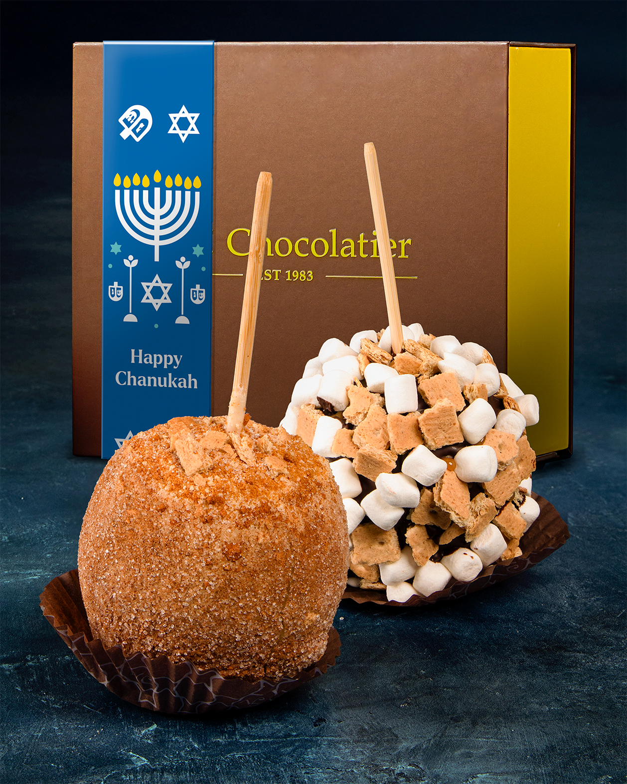 Chanukah Apples Gift Box — Kosher Gift Boxes | Hanukkah | NC Chocolatier Artisan